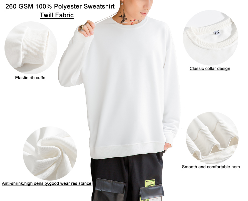 260GSM 100% Polyester Crewneck Oversized Sweatshirts Custom Logo