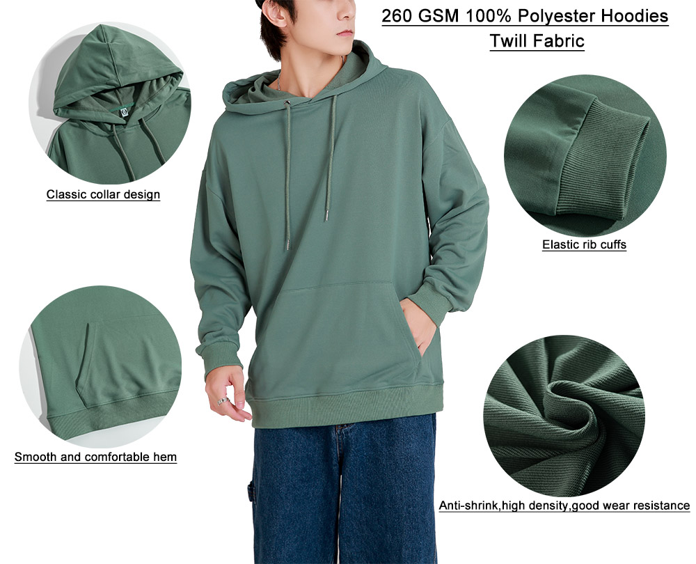 260GSM 100% Polyester Custom Blank Oversized Men Hoodie