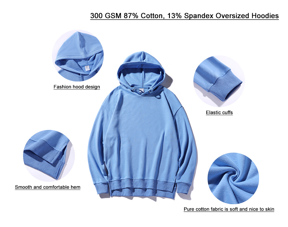 300GSM 87%Cotton 13%Spandex Custom Men's Hoodies Pullover Sweaters