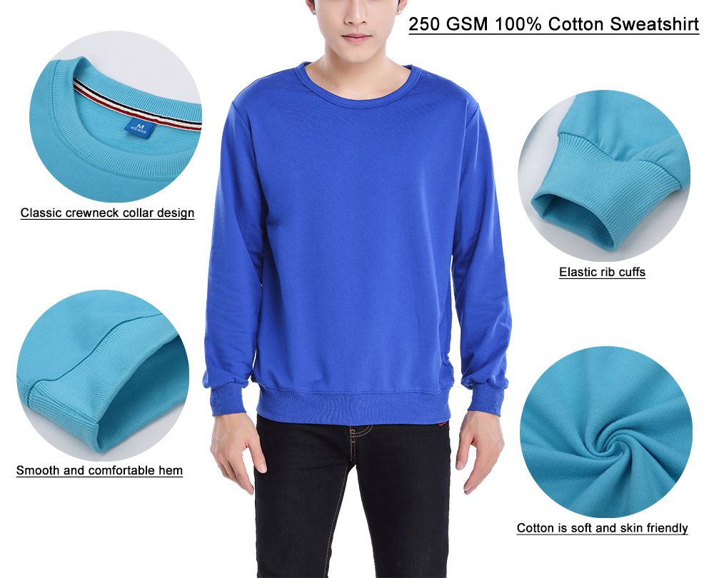 250GSM 100% Cotton Wholesale Custom Pullover Men Sweatshirt