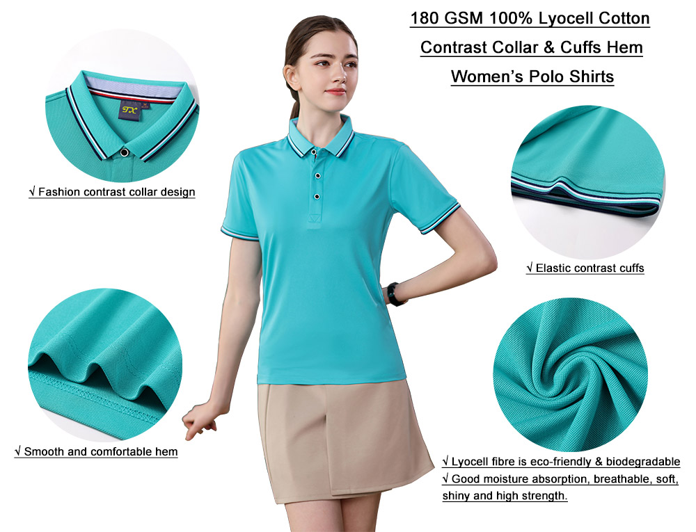 180GSM 100%Lyocell Polo Shirts Company Staff Office Uniform