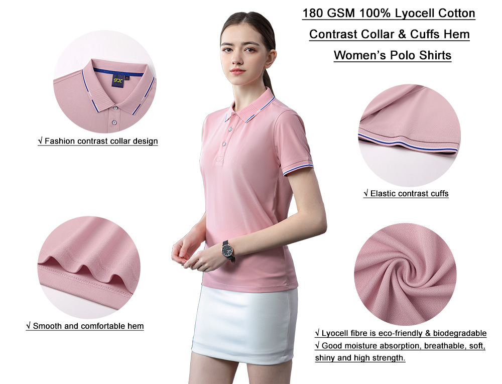 180GSM 100%Lyocell Woman's Polo Shirt Restaurant Waiter Clothing