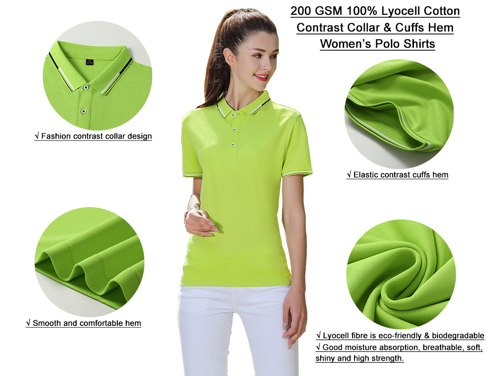 200 GSM 100% Lyocell Golf Polo For Women