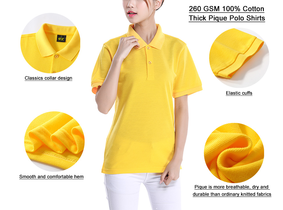 260GSM Cotton Heavy Weight Women Polo T-Shirts