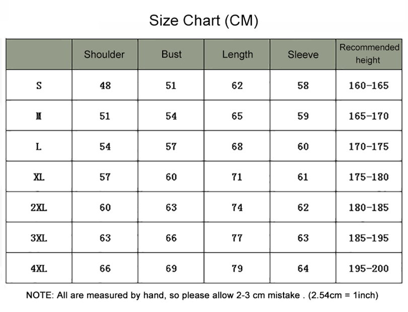 600GSM Velvet Hoodie Size Chart