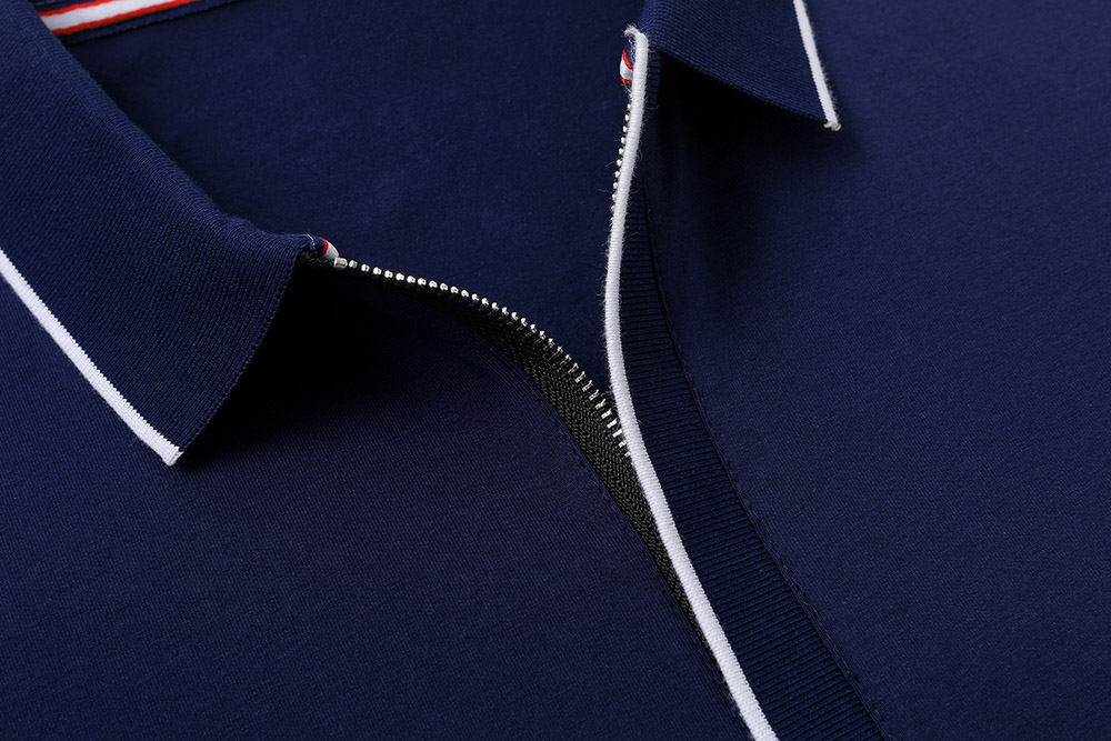 200GSM 94%Cotton 6%Spandex Zipper Polo Shirts Women