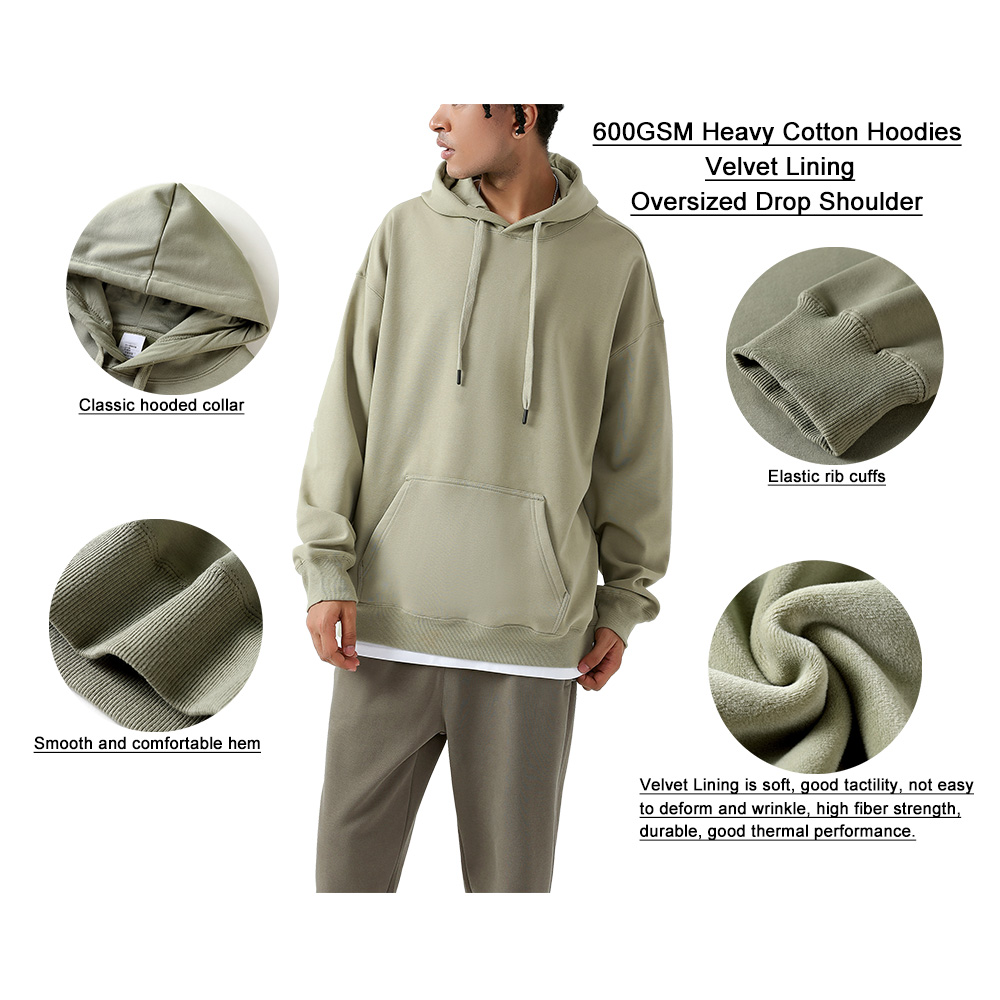 cotton Velvet Lining Oversize hoodies