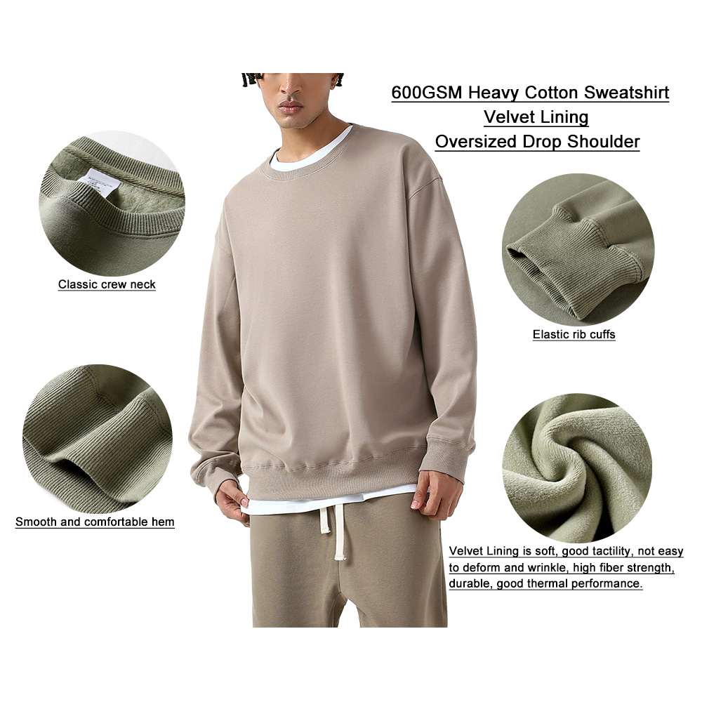 cotton velvet lining oversize sweatshirts