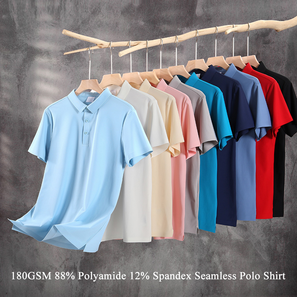 180GSM 88% Polyamide 12% Spandex Seamless Polo Shirt