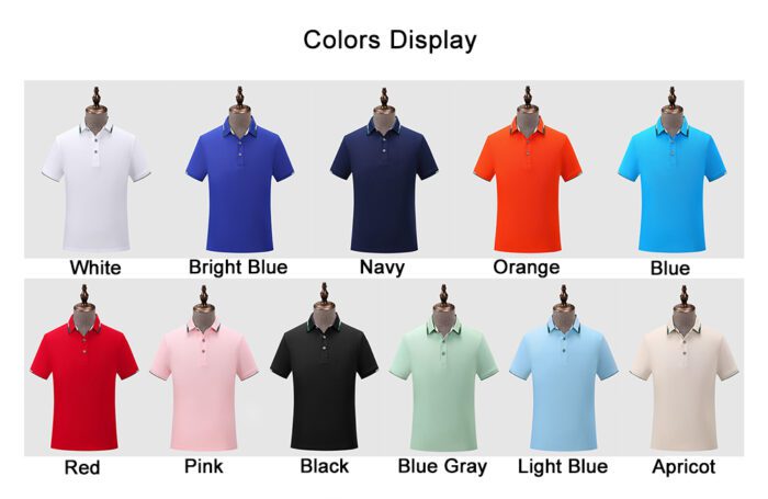 200GSM 50%Poly 45%Cotton 5%Mulberry Silk Polo Shirt Contrasting Collar