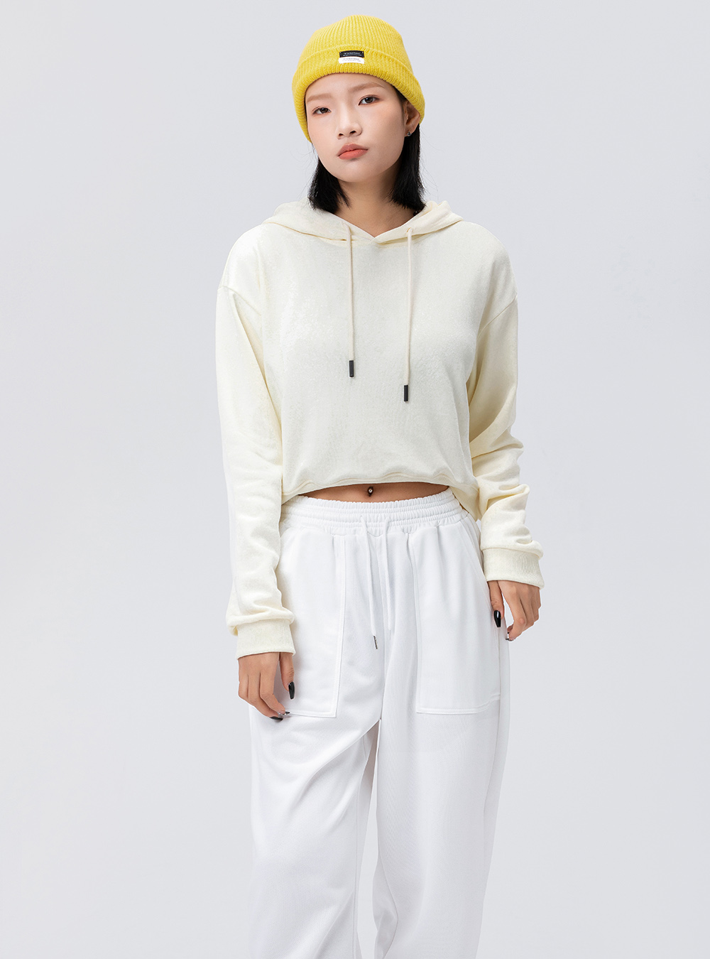 300GSM 85% Cotton 15% Polyester Oversize Hoodie Crop Top For Women