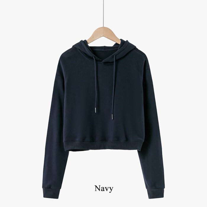 300GSM 85% Cotton 15% Polyester Oversize Hoodie Crop Top For Women