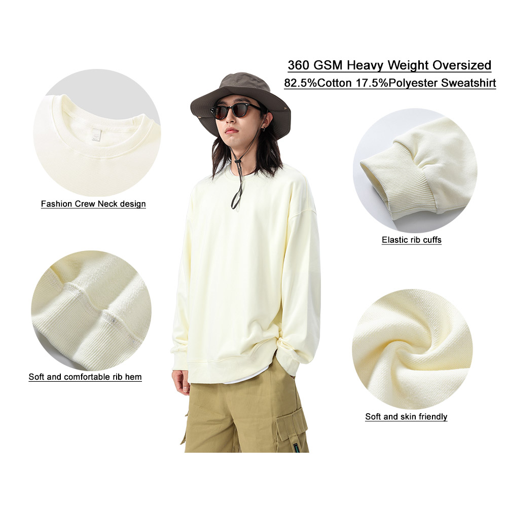 360GSM Oversize Sweatshirts 82.5% Cotton 17.5% Polyester