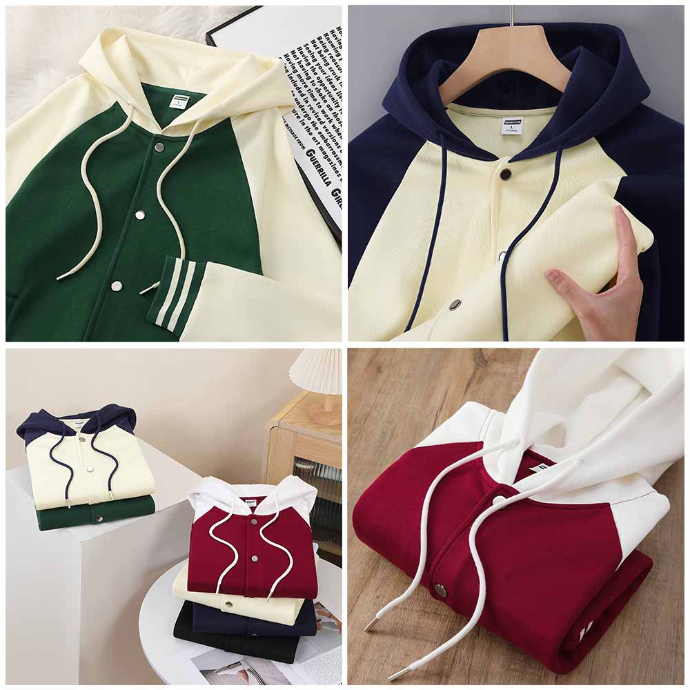 Raglan Hooded Baseball Jacket