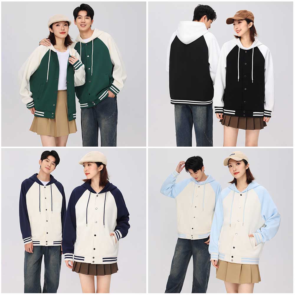 Raglan Hooded Baseball Jacket